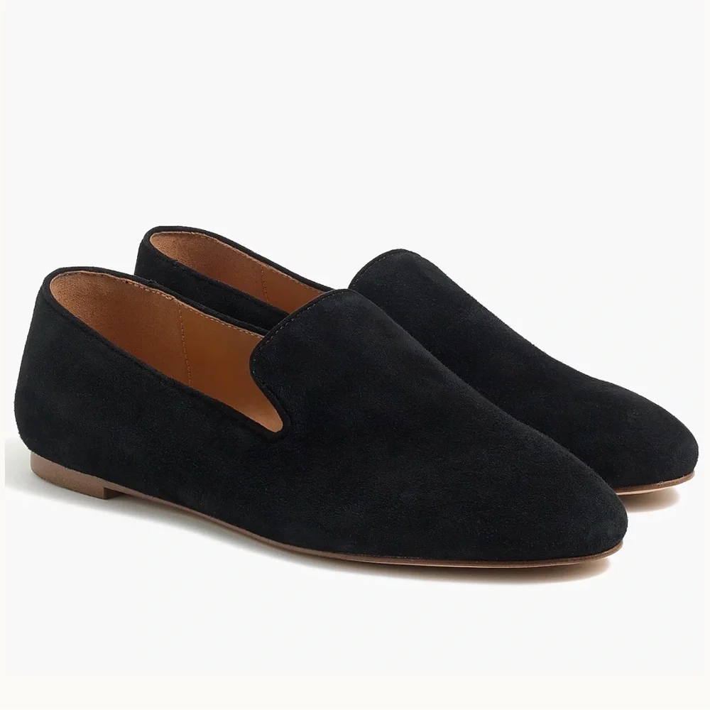 J. Crew Black Suede leather  AA524 Smoking Loafers, size 10